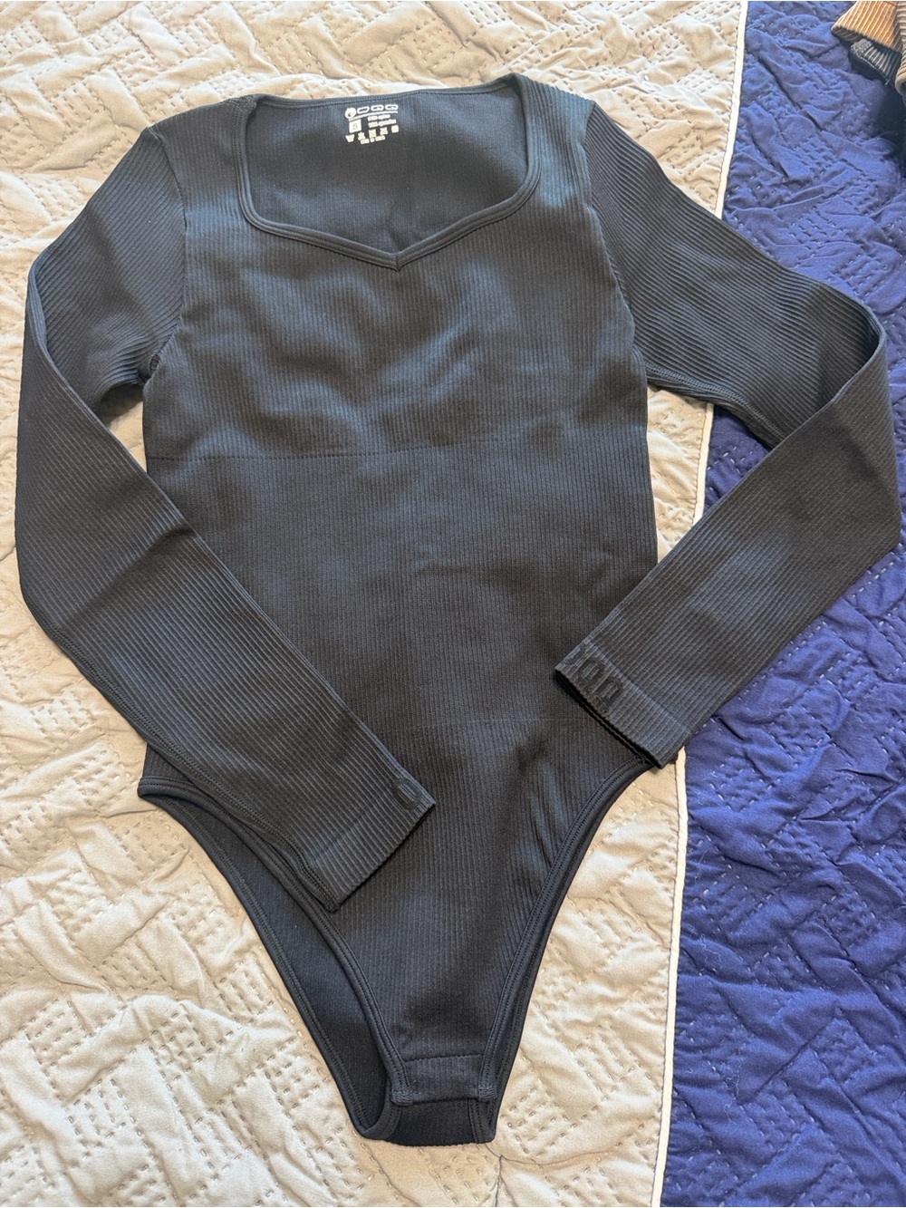 Women’s Long Sleeve Black Ribbed Bodysuit